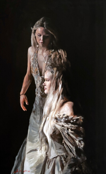 Schilderij getiteld "'Echo and Flame'" door William Oxer, Origineel Kunstwerk, Olie