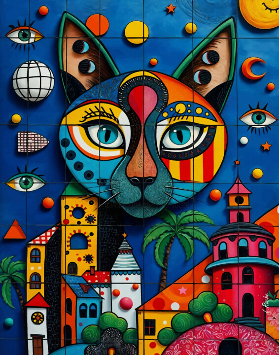 Cat garden 3 绘画, 27.6x20.5 in