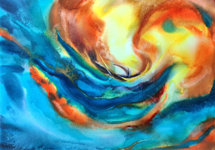 Orange Tango 2 绘画, 19.7x27.6 in