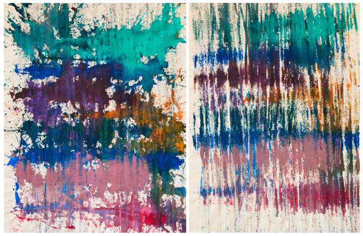 Imprints / Turquoise Blue Purple Pink Pittura, 60,2x92,9 in