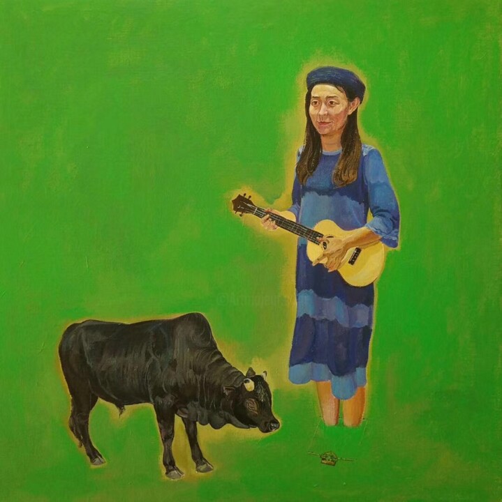 绘画 标题为“朵拉的钥匙” 由Jianxing Li, 原创艺术品, 丙烯 安装在木质担架架上