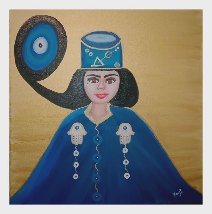 L'ÉLÉGANTE GARDIENNE EN BLEU Pintura, 19,7x19,7 in