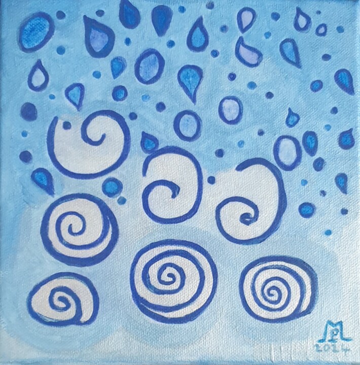Drops 绘画, 7.9x7.9 in