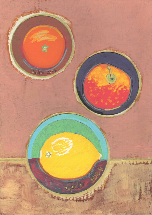 Fruits ronds 绘画, 11.7x8.3 in