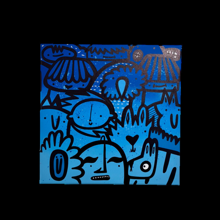 Painting titled "Under moonlight" by Kev Munday, Original Artwork, Acrylic Mounted on Wood Stretcher frame