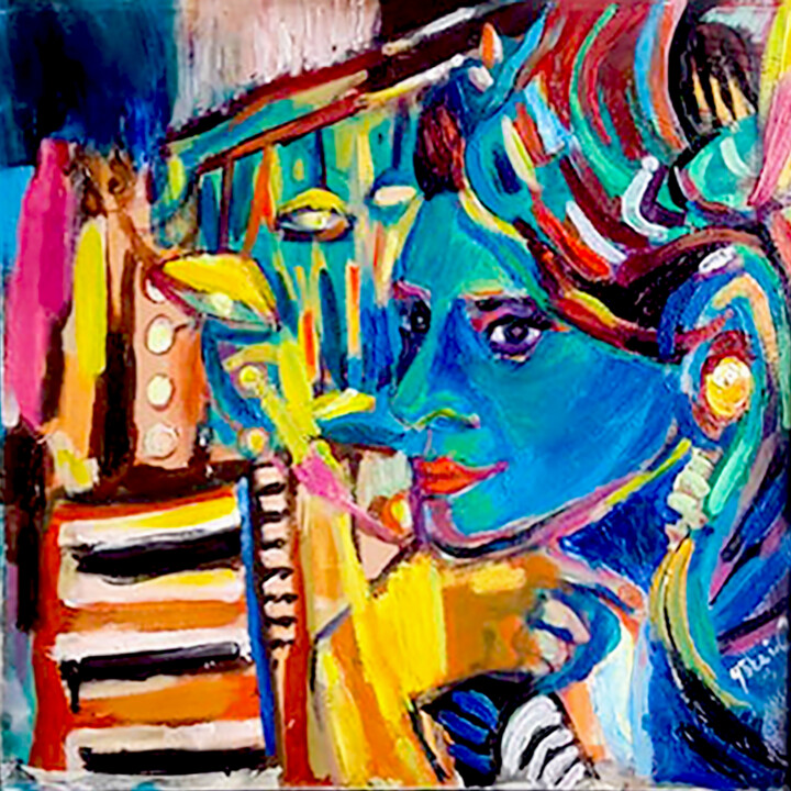 Accordion Series Composition XI 绘画, 19.7x19.7 in