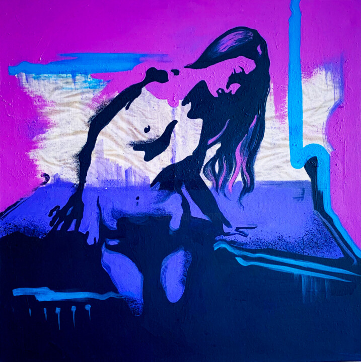 Schilderij getiteld "Crepuscule" door Alexandra Efimova, Origineel Kunstwerk, Acryl Gemonteerd op Frame voor houten brancard