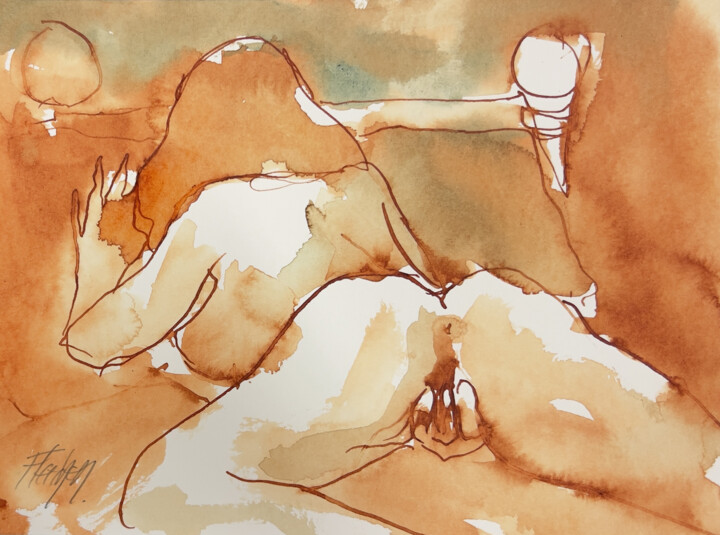 Drawing titled "Je me suis toujours…" by Stewart Fletcher, Original Artwork, Ink