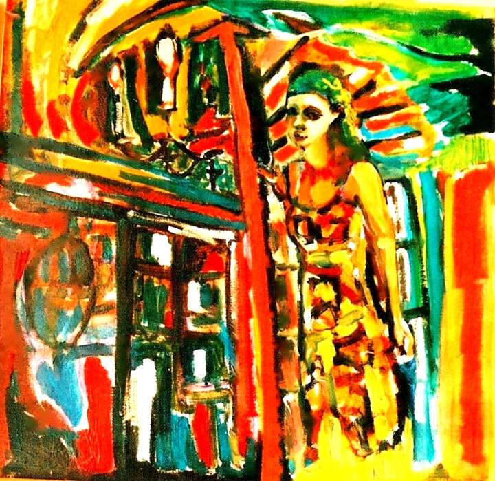 WAIT SERIES - HANG ON I 绘画, 19.7x19.7 in