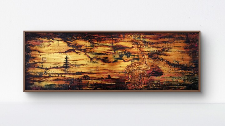 Golden Herons – Large Textured Oil Painting on Linen