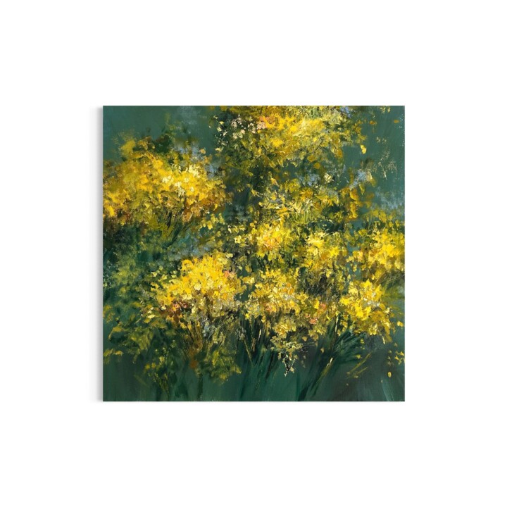 Schilderij getiteld "Wild flowers. Minia…" door Olga Beketova, Origineel Kunstwerk, Olie Gemonteerd op Frame voor houten bra…