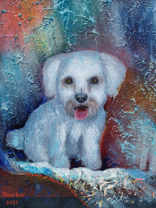 Joyful Pup 绘画, 18.1x14.2 in