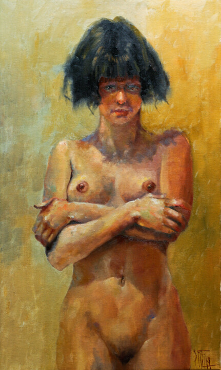 Painting titled "real" by Pavel Filin, Original Artwork, Oil Mounted on Wood Stretcher frame