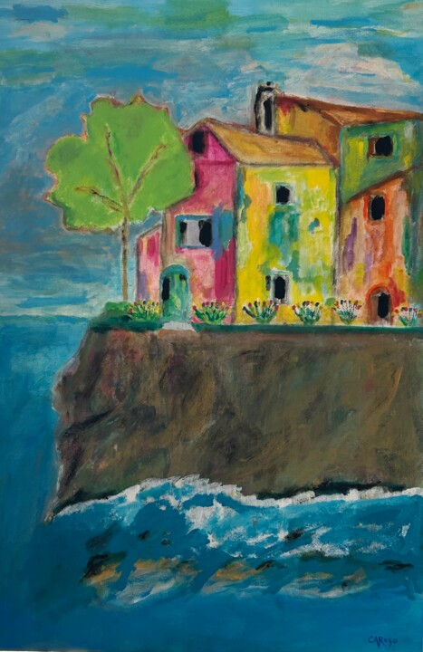 Unit #1836. “Sicilian Cliff House” 绘画, 36x24 in