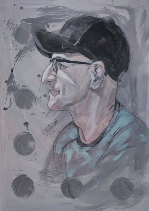 Drawing titled "Serge’s portrait" by Natalie Levkovska, Original Artwork, Tempera