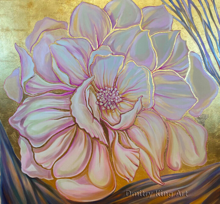 Rose Gold Flower 绘画, 40.6x43.3 in