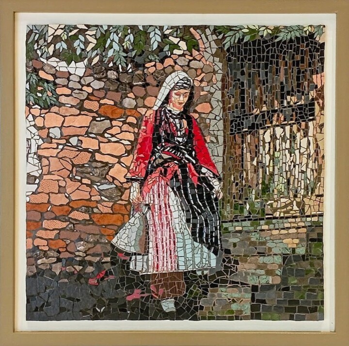 Rumeli Kızı, Seramik Mozaik Tablo, Hasan Bayramoğlu 雕塑, 27.6x27.6 in