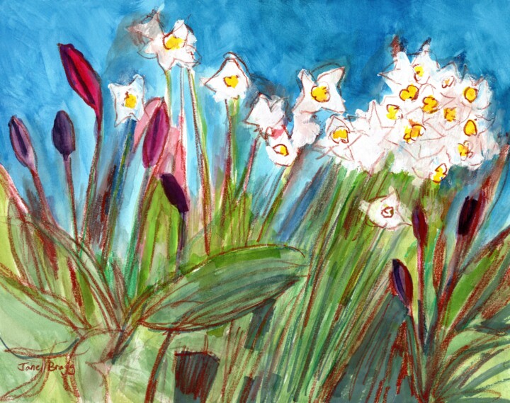 Daffodils and Tulips. 绘画, 11x14 in
