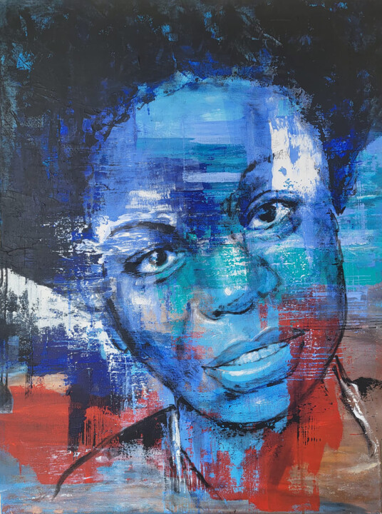Pintura titulada "Nina Simone. H 089." por Artem Usá, Obra de arte original, Acrílico Montado en Bastidor de camilla de made…