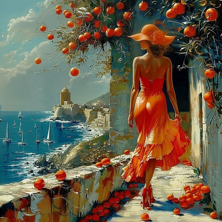 Orange wind Pintura, 27,6x27,6 in