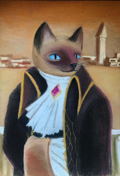 Aristocratic cat 绘画, 16.5x11.8 in