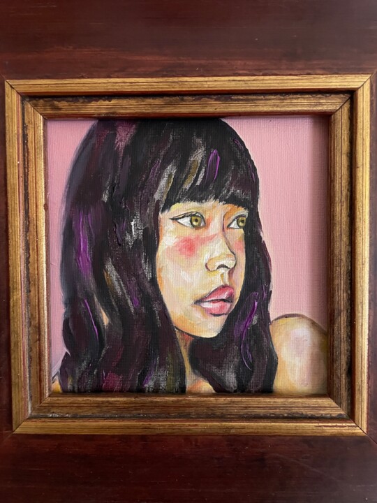 Painting titled "Rei" by Roberto Rivas, Original Artwork, Oil Mounted on Wood Panel