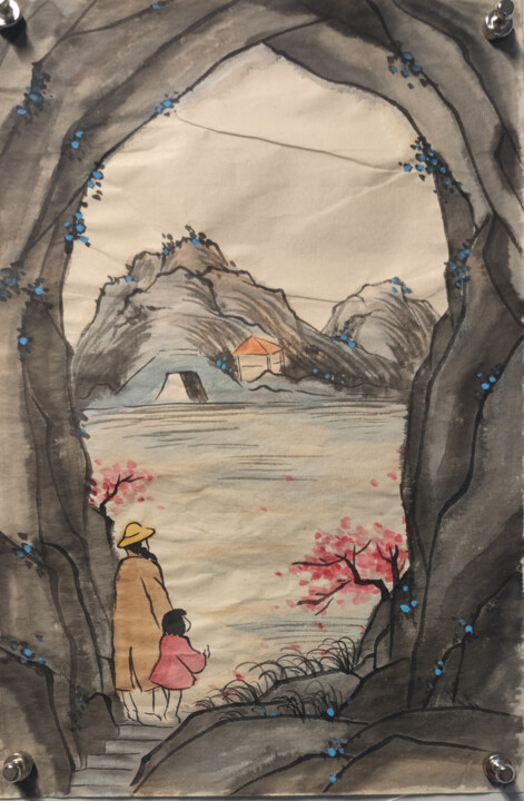 看风景的母女 Tablo, 13,5x9 in