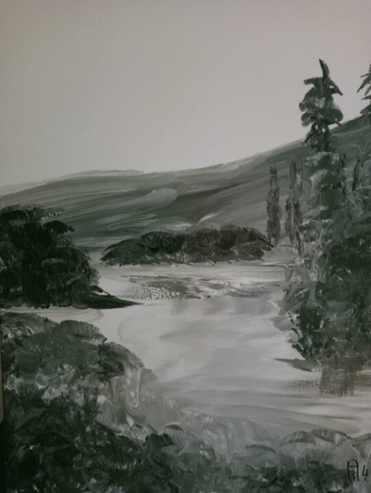 Là où le silence se reflète 绘画, 19.7x15.8 in