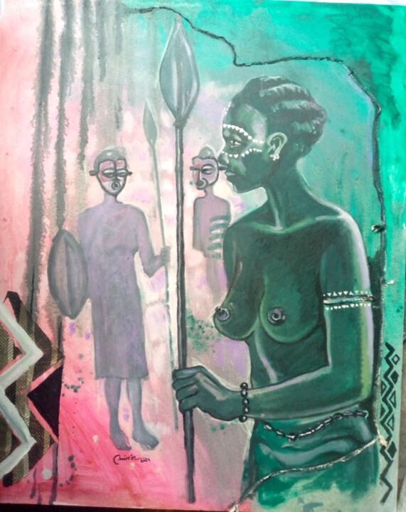 Painting titled "Les gardiennes du B…" by Min'Or, Original Artwork, Acrylic