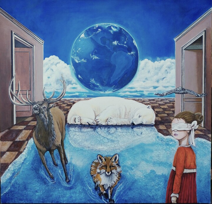 Le Roi est hors jeu 绘画, 31.5x31.5 in