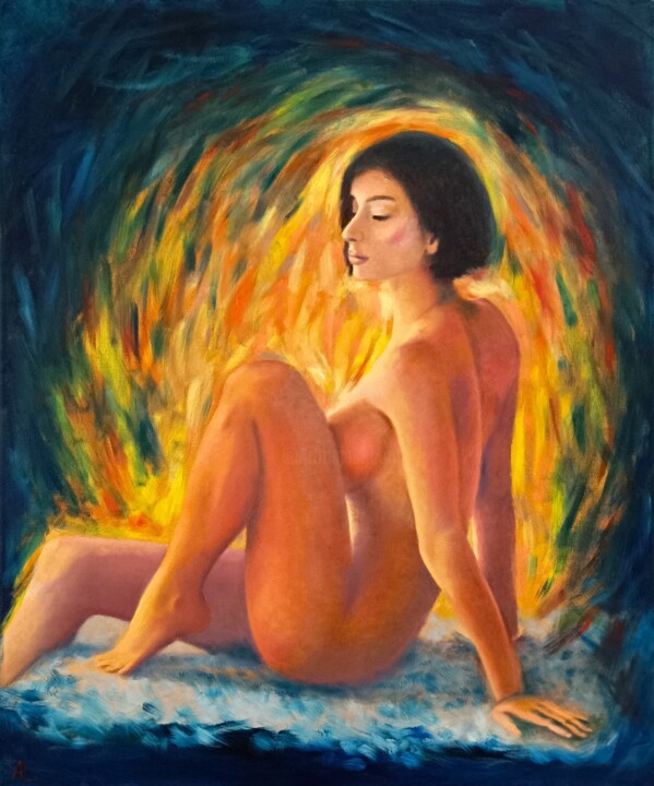 Peinture intitulée "Microcosm" par Ljubov Ananina, Œuvre d'art originale, Huile Monté sur Châssis en bois