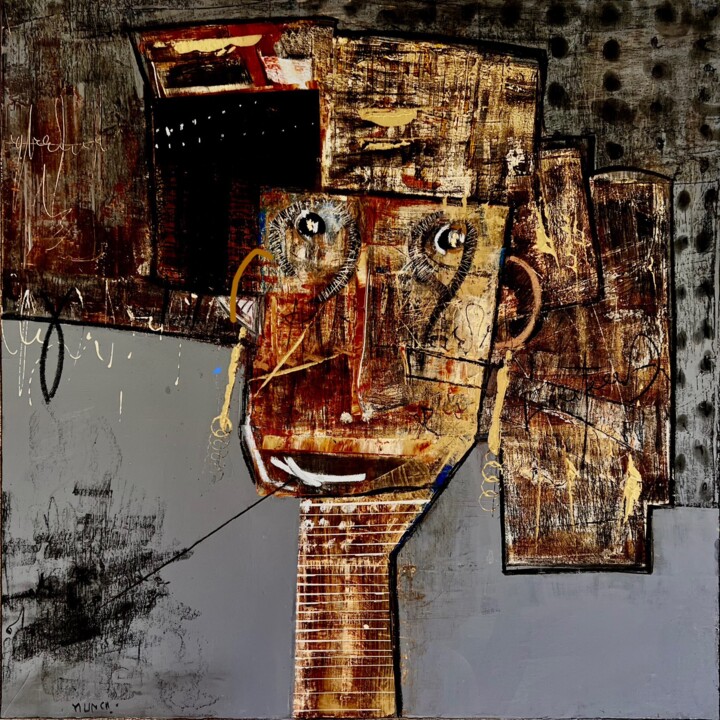 Painting titled "La femme aux jolies…" by Virginie Munch, Original Artwork, Acrylic Mounted on Wood Stretcher frame