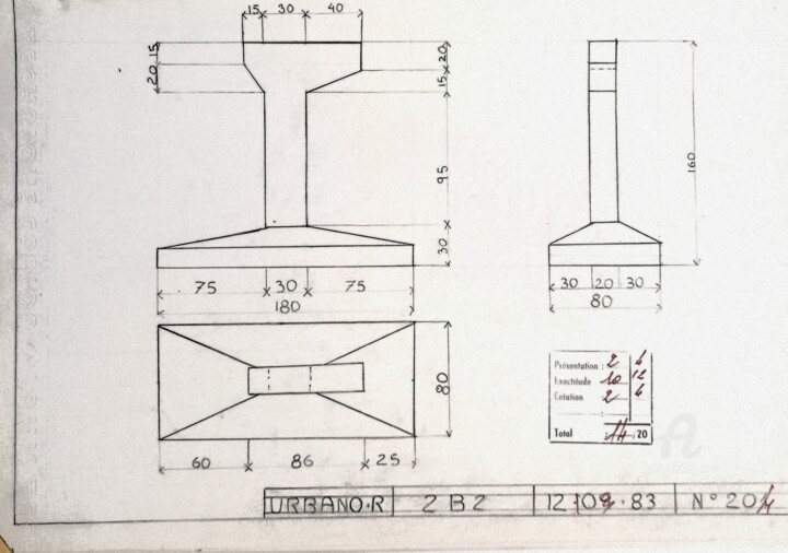 Dessin technique 1983 Drawing, 8.3x11.4 in