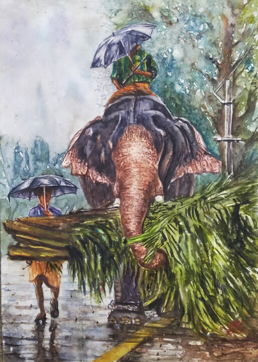 Elephant Series 绘画, 16x12 in