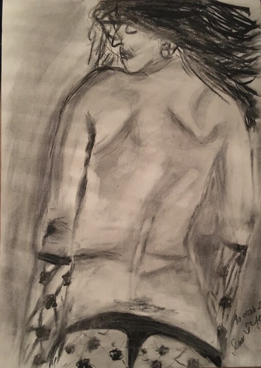 Drawing titled "Silent Wind" by Sennur Üzgen, Original Artwork, Charcoal