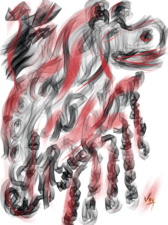 Arts numériques intitulée "Corrida" par Voy, Œuvre d'art originale, Peinture numérique