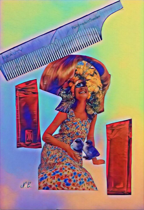 Femme au peigne 拼贴, 16.5x11.7 in