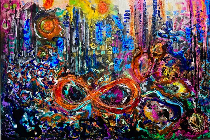 Malerei mit dem Titel "The Chaos We Inhabi…" von Lourdes Rivera -Lulu, Original-Kunstwerk, Acryl Auf Andere starre Platte mo…
