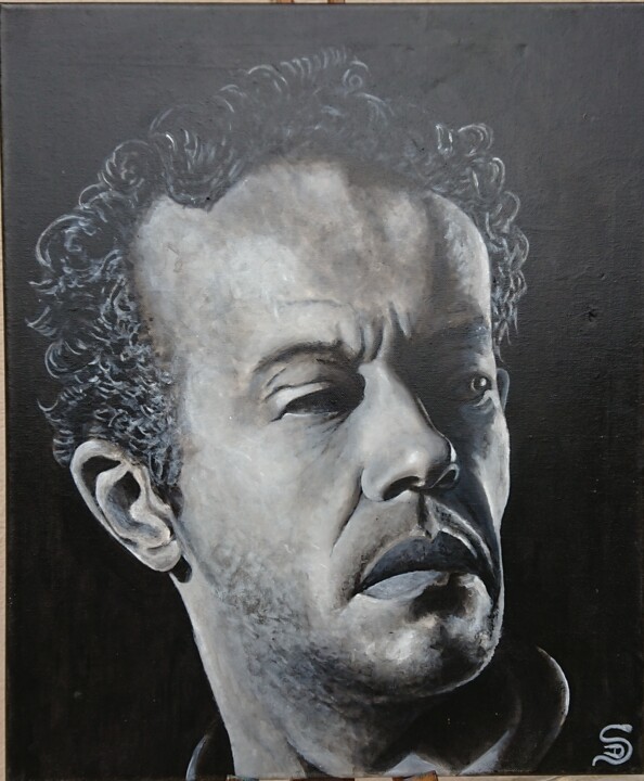 Homme au visage tourmenté. 绘画, 21.7x18.1 in
