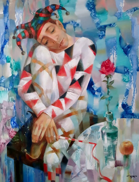 Lonely Rose 绘画, 35.4x27.6 in