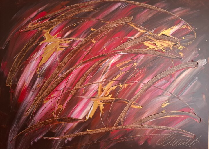 L'Arbre Aux Fleurs Dorées Painting, 38.2x51.2 in