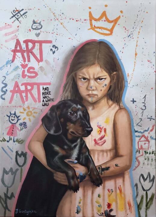 Little rebels - It was a white wall...It was... 绘画, 27.6x19.7 in