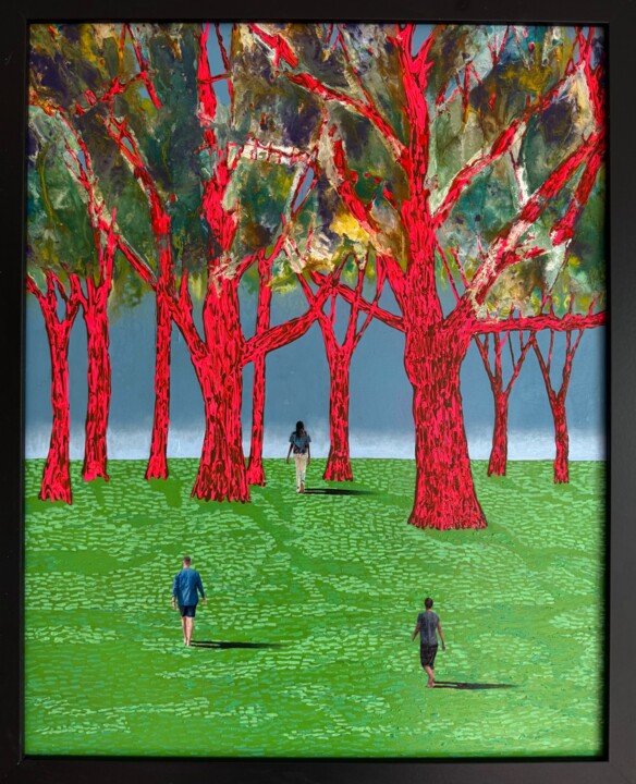 Painting titled "London Fields" by Stefano Pallara, Original Artwork, Acrylic