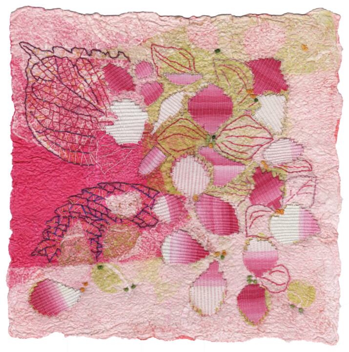 Textile Art titled "Ortensia" by Barbara Ortelli Pin, Original Artwork, Thread