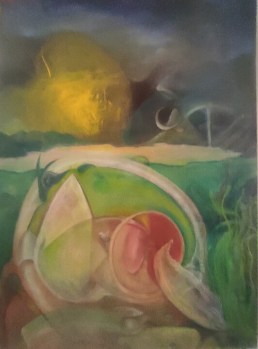 "La flaque" 绘画, 39.4x28.7 in