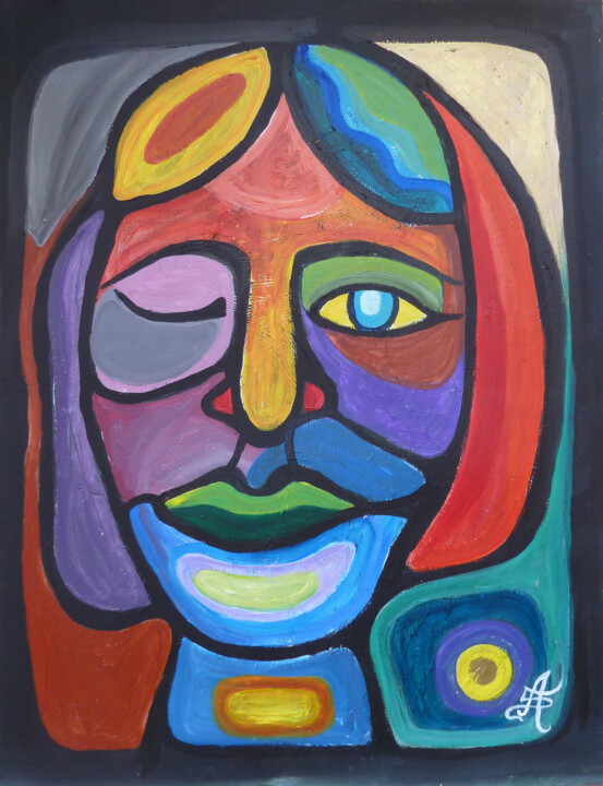 Visage-Mosaique 绘画, 25.6x19.7 in