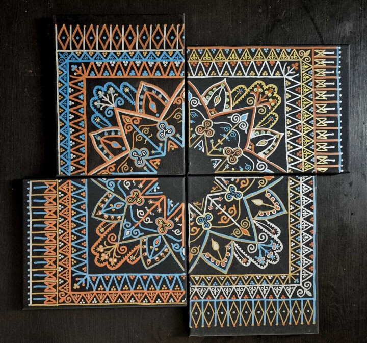 QUADRIPTYQUE ANDALOUS Pittura, 17,7x17,7 in