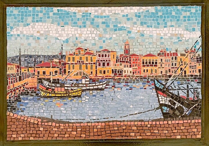 Eski Çanakkale Manzarası, Seramik MozaikTablo Scultura, 14,6x20,5 in