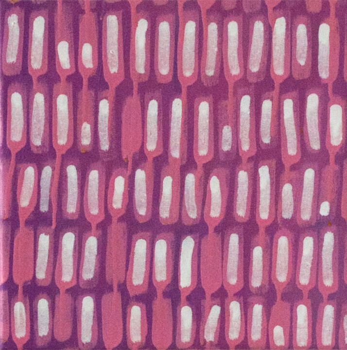 Painting titled "Violet Mosaic no.1" by Petr Johan Marek, Original Artwork, Oil Mounted on Wood Stretcher frame