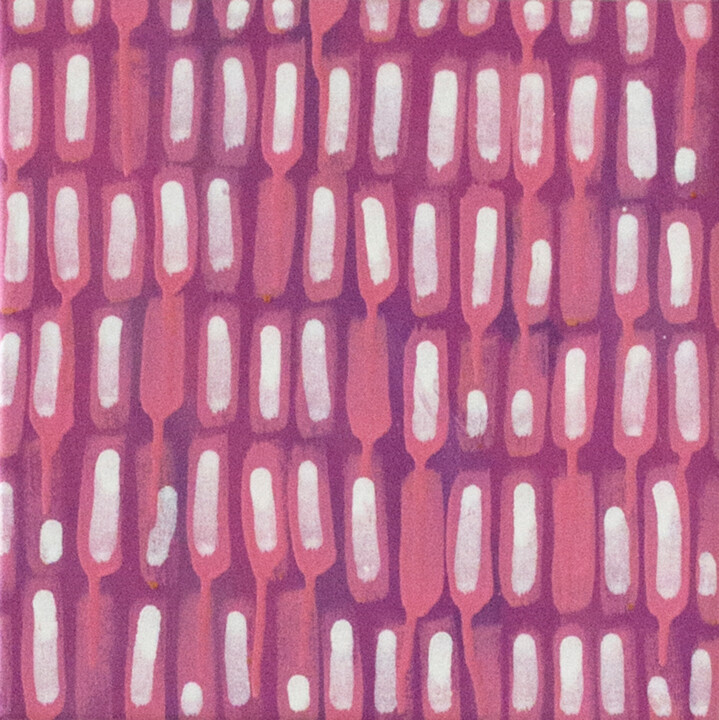 Painting titled "Violet Mosaic no.2" by Petr Johan Marek, Original Artwork, Oil Mounted on Wood Stretcher frame